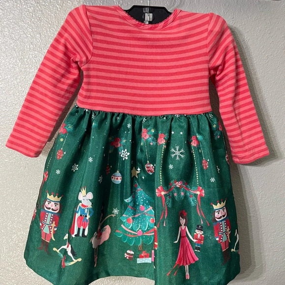 Iris & Ivy Kids' Nutcracker Stripe Long Sleeve Party Dress - Size 18M - Picture 6 of 6